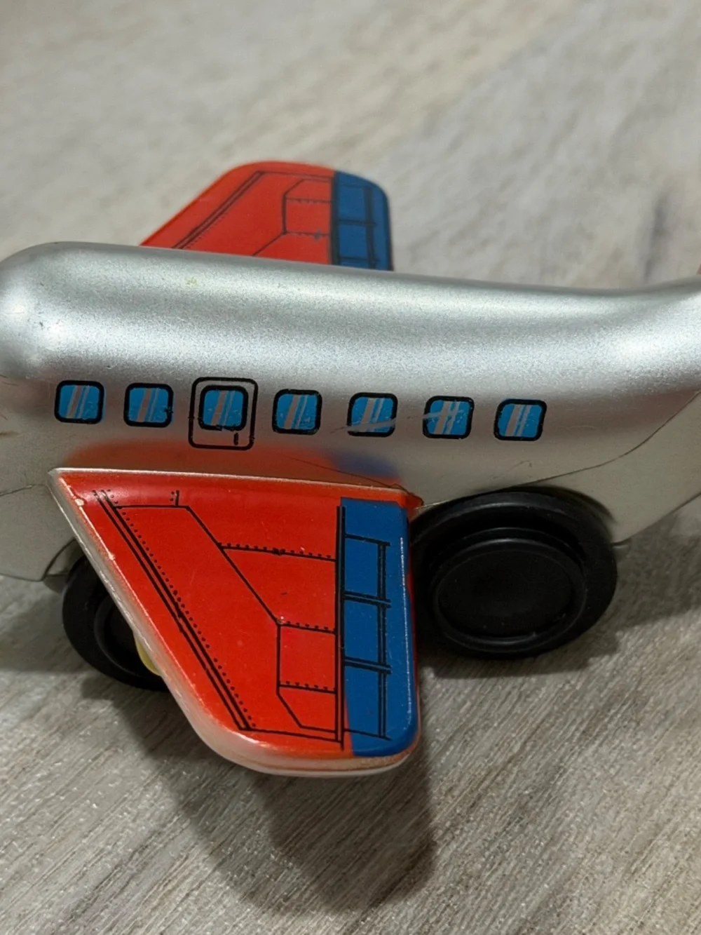 KidKraft 2011 Wooden Toy Airplane Silver Red Blue 4